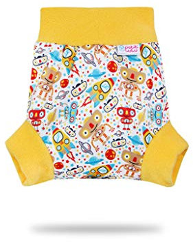 Petit Lulu Überhose (Schlupfüberhose) Größe L (9-13 kg) für Höschenwindeln und Nachtwindeln (Weltraumroboter)