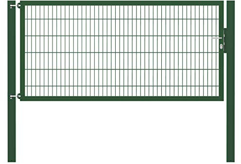 Alberts 635756 Einzeltor Flexo Plus mit Zubehör | verschiedene Breiten und Höhen | Pfostenstärke 100 x 100 mm | grün | Breite 250 cm | Höhe 120 cm
