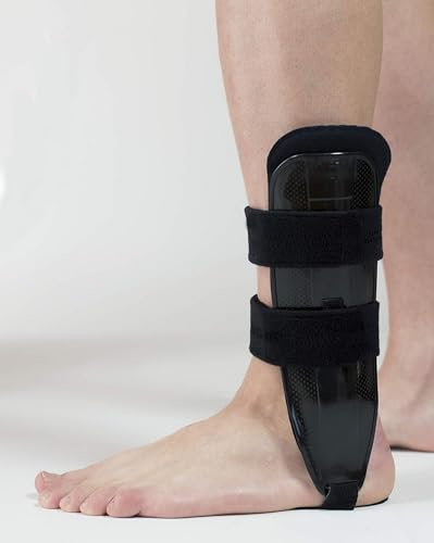 Attelle de cheville bivalve Argos, fabriquée en Italie | Attelle de cheville ajustable, avec rembourrage en mousse à mémoire de forme | Immobilisation de l'articulation tibio-tarsienne (Droit, Noir)