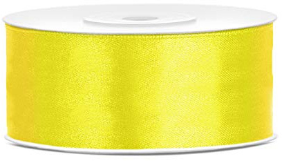 Satinband Polyester Schleifenband Seidenband Geschenkband 6/12/25/38/50/100 mm x 25 m (Größe 25mm x 25m - Farbe Gelb)