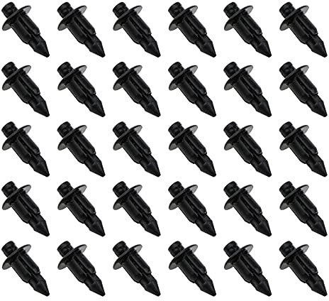 eMagTech 30 x Kunststoff-Verkleidungs-Clip-Nieten für Zierleisten, schwarz, 6 mm Loch, kompatibel mit Honda, Yamaha, Suzuki, Kawasaki