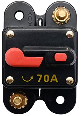Baceyong Disjoncteur 42V 70A avec réinitialisation manuelle, disjoncteur étanche de voiture, porte-fusible A*u-dio stéréo marin pour système A*u-dio