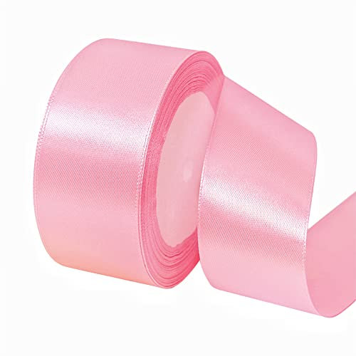 POPOYU Satinband Mittelrosa 40mm, 23 Meters Dekoration Geschenkband Fein Schleifenband, Stoffband für Luftballons, Hochzeit, Taufe und Geburtstag Geschenke Der Valentinstag Verpackung von Geschenken