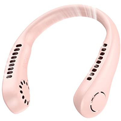 VORAE Bladeless Neck Fan With 3 Speeds and 2600mAh Rechargeable Battery, Portable Wearable Neckband for Men Women, Suitable for Home/Office/Sport/Outdoor (Pink)