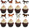 luckaide Pferde Geburtstagsdeko, 16 Stück Tortendeko Pferd,Cupcake Topper Pferd Kuchendeckel,für Kindergeburtstag Party Pferd Thema Party Deko,Geburtstagsfeiern zum Thema Pferderennen,Muffin Deko