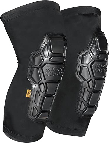 Klein Tools 60611 Knee Pads, Heavy Duty Padded Knee Sleeves, Breathable Mesh Back, Elastic Cuff with Slip-Resistant Silicone, Black, L/XL