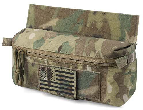 WYNEX Tactical Dump Drop Pouch, Dangler Pouch Utility Tool Pack Sub Abdominal Carrying Bag EDC Pocket Organizer Accessories for Plate Carrier Chest Rig CP Camo