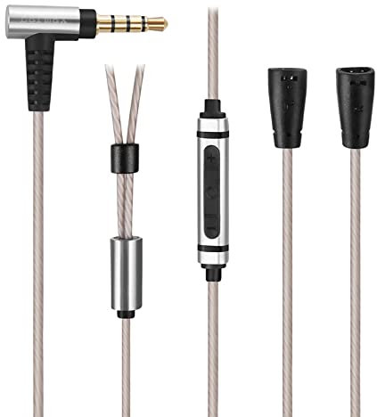 Câble audio plaqué argent avec micro intra-auriculaire pour Sennheiser IE 80 pour IE80S pour IE8 IE8i