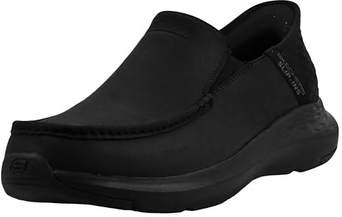 Skechers Parson Oswin, Mocasín Hombre, Black Leather, 49.5 EU