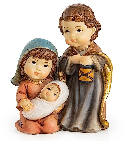 Logbuch-Verlag mini Krippe Heilige Familie Maria Josef Jesukind - kleine Tischkrippe Weihnachtskrippe Miniatur 7 cm