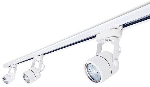 KOLORENO Steka Violet Schienenleuchte - LED Seilleuchte Schienensystem - Schiene mit 3x GU10 Strahler- Dekorative Lampe Deckenstrahler - LED-Innenlampe - 1,5 m Lange Schiene - Weiß