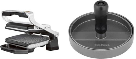 Bundle aus Tefal Optigrill GC705D | intelligenter Kontaktgrill | 6 automatische Programme + Tefal K18511 Hamburger-Presse, Aluminiumguss