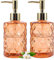 GOYISEE Glas Seifenspender,12 Oz Diamant Design Glas Nachfüllbare Hand Seifenspender, Mundwasser Lotion Spender für Küche, Badezimmer (Amber 2 Pack)