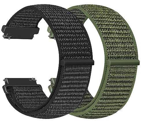 Vodtian 20mm Nylon Armband Kompatibel Mit Samsung Galaxy Watch 7/6/5/4/FE 40mm 44mm, Watch 5 Pro 45mm, 6 Classic, 4 Classic, Active 2, Garmin Vivoactive 5 - Uhrenarmband für Damen Herren