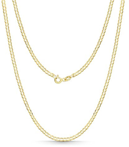 Amberta Allure Damen Panzerkette 9K Gold Halskette: 2 mm 9K Goldkette Damen 45 cm