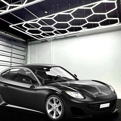 Neatfi 60,720 Lumens LED Garage Light with Hanging Kit - Ultra-Bright Shop Lighting | Easy Ceiling Installation | Auto Shops, Salons, Basements, Warehouse & Gyms (15 Hex Grids, Cool White)