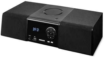 MEDION Sistema Audio Micro Dab+ E64004 (CD, Radio FM PLL, Bluetooth, Presa USB, spegnimento temporizzato, MP3, Display LCD con visualizzazione a 12/24 Ore)