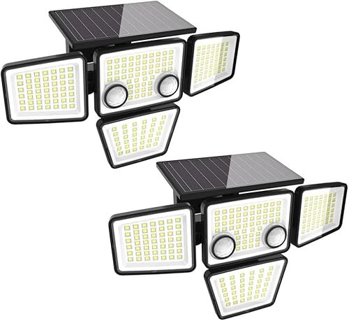YD LIFE Lampe Solaire Extérieur Murale 1200LM 188 LEDs avec Détecteur de Mouvement, Lumière Étanche Spot Projecteur LED Angle d'éclairage 270°, 3 Modes IP65 pour Porche Cour Patio Jardin Allée Garage