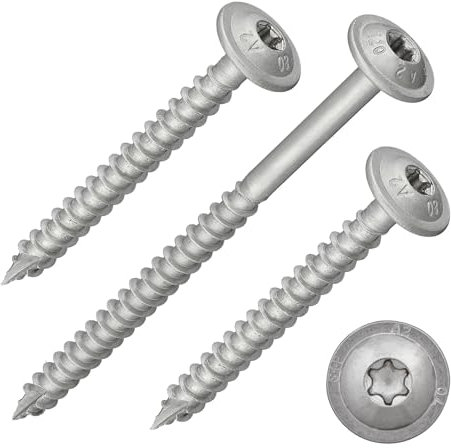 Tellerkopfschrauben mit Torx-Antrieb (TX) | Edelstahl A2/V2A | verstärkter Kopf + Cut-Spitze | mit ETA-Zulassung | Teilgewinde | Holzbauschrauben | Konstruktionsschrauben (8 x 300 mm, 10 Stück)