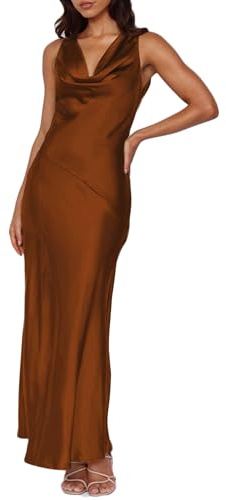 KOUNAI - Robe de cérémonie longue en satin dos nu pour femme, invitée de