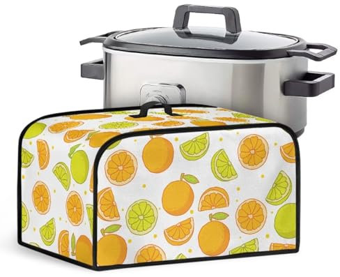 Pzuqiu Lemon Orange Slow Cooker Dust Cover Universal Fit Crock Pot Cover Keep Appliance Clean Slow Cooker Cover with Top Handle & Side Mesh Pocket
