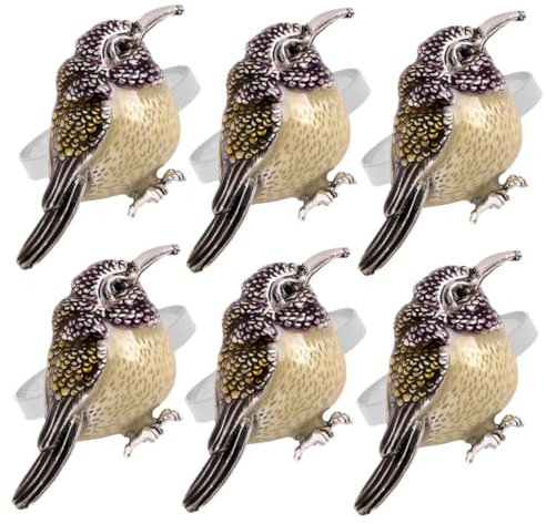 LABRIMP 6stücke Serviettenringe Mit Vogel-Design Hochwertige Und Langlebige Serviettenhalter Aus Metall Für Hochzeiten Dinnerpartys Und Festliche Anlässe