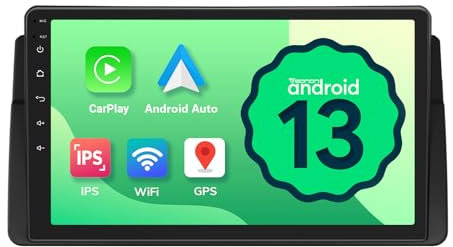 Eonon 9 Zoll Android 13 2+32 GB Autoradio kompatibel mit BMW E46 CarPlay Android Auto MirrorLink GPS Sat Nav OTA Bluetooth WiFi USB RCA Ausgang Unterstützung OBDII DAB+ Rückfahrkamera Headunit E46A13