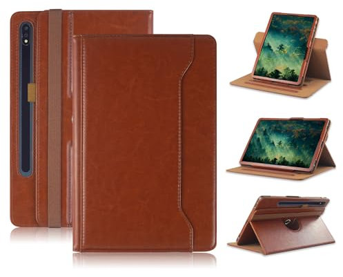Yiernuo Funda Compatible con Tableta Samsung Galaxy Tab S9 FE Plus S9 Plus S8 Plus S7 FE S7 Plus 12.4 Pulgadas, Funda Protectora con Soporte Giratorio de 360°,Marrón