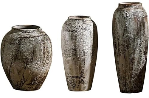 HDMOZUYT Tischvasen, Keramikvase im Vintage-Bauernhausstil, Blumenvasen für Trockenblumen, Pampasgras, Raumdekorvasen (Farbe: Standard)