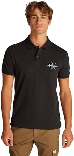 Calvin Klein Herren Poloshirt Kurzarm Monologo Regular Fit, Schwarz (Ck Black), M