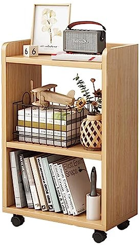 YTGHBIML Bücherturm Freistehend 360° drehbares Bücherregal mit Rollen, rollendes Bücherregal, 2-stufiges Bücherregal für Wohnzimmer, Schlafzimmer, Bücherregal-Organizer perfekte Darstellung