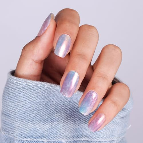 DANNI & TONI 28Pcs Semi Cured Gel Nail Strips, Aurora Colour Gel Nail Stickers,Salon-Quality Gel Nail Polish Strips Manicure Stickers Set(Fairyland)