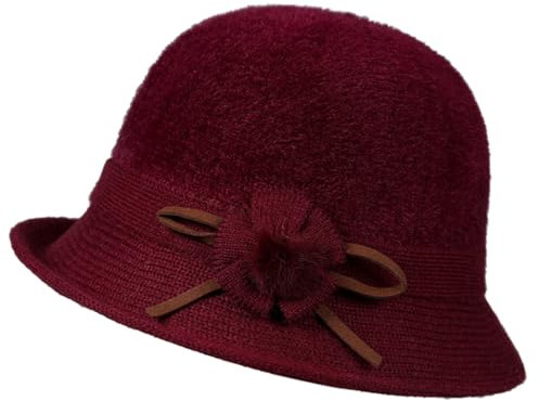 Kiffer Hut Damen- und Winter-Kuppel-Casual-Topfhut, Melone Sommermützen Herren (Wine, M)