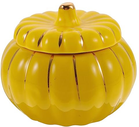 TOPBATHY 3 Piezas Taza De Cerámica Cacerola Tazón para Servir Calabaza Tazón De Porcelana De Calabaza Tazón De Azúcar Tazones En Forma De Calabaza Fuente De Calabaza Tazón De Comida Yellow