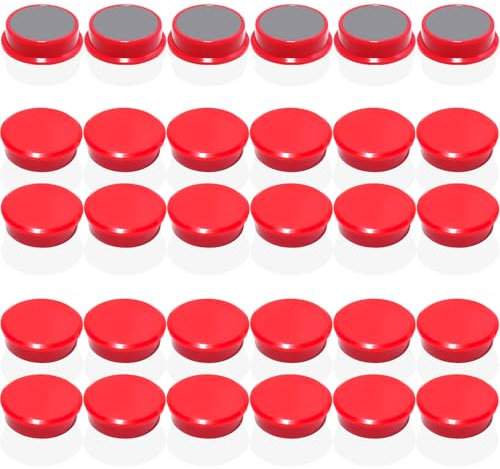 DUJEQM Magnete für Magnettafel - 30 Stück Starke Rot Kühlschrankmagnete – Runde Magnet Mini Magnete für Whiteboard, Magnetwand & Pinnwand – Klein Magneten, Bunte Tafelmagnete für Küche, Büro, Schule