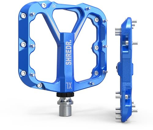 Shredr. Flat Pedale für MTB | Superleichte Flatpedals fürs Mountainbike | In 2 Größen und 9 Farben | Nur 320 Gramm (blau, XL)
