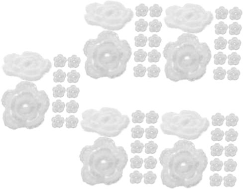 TEHAUX 60 STK Blumenkostümdekoration Häkeldeckchen Blumen Haarnadel DIY Zubehör Gehäkelter Blumenstrauß Blumenornament Zum Basteln Haarschmuck Häkeln Mama Stickzubehör Weiß Acryl