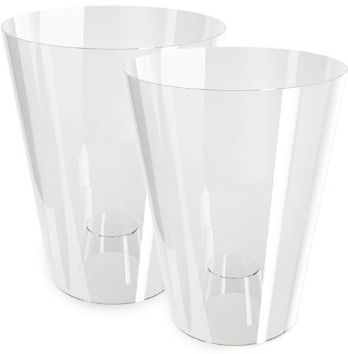 PECZEKO Orchideentopf Übertopf, 2er-Pack, transparent, Blumentopf, Blumenkübel für Orchidee, Pflanzentopf aus Kunststoff, Moderne, schlanke, Runde Form - 2er-Set - (Farblos ø 12 cm)