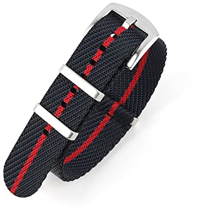 JUANZD NATO Zulu Uhrengurt 20mm 22mm Streifen Nylon Uhrenband Ersatz Armbanduhrband Kompatibel mit Tudor Nato Strap(Navy black red 1,20mm)