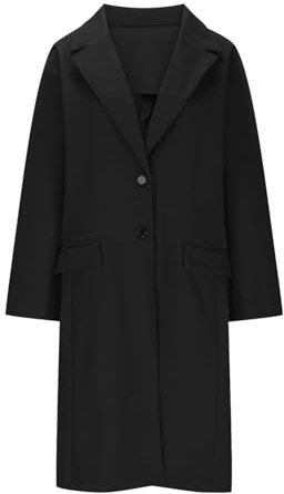 HXRYPG Wintermantel Damen Elegant Winterjacke Lang Trenchcoat Mantel mit Gürtel Damenmantel Einfarbig Winter Freizeitanzug für Frauen Damenjacke Wollmantel Jacken Longjacke sale angebote Schwarz L