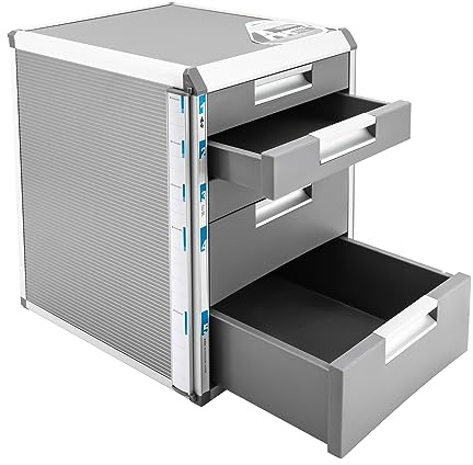 5 Fächer A4 Metall Abschließbar Schubladenbox, Desktop Schreibtisch Schubladenbox Integriertes Design Dokumenten Aufbewahrungsbox für Häuser, Büros, Schulen (5 Fächer)