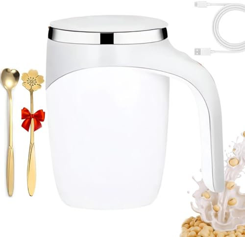 Automatic Stirring Coffee Cup, Automatic Magnetic Stirring Coffee Cup, Rechargeable Stainless Steel Stirring Cup, Coffee Mixer Cup, 2 Mixing Spoons, Waterproof Coffee Stirrer, Cup Mixing Cup
