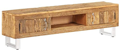 CINDERFUL Mueble de TV Madera Maciza reciclada 140x30x40cm,Mueble TV Retro de Madera Reciclada para Salón y Zona de Entretenimiento Muebles TV