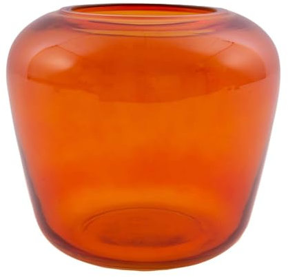 Point-Virgule Vase decoratif, décoration Maison, Vase Fleur en Verre, Orange, 20x18cm
