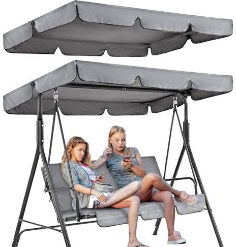 Audasi Swing Chair Canopy Replacement, 3 Seater Garden Swing Canopy Replacement Waterproof Windproof Anti-UV Heavy Duty Rip Proof Swing Seat Canopies Covers Garden Hammock Top Cover(Size: 195*125cm)