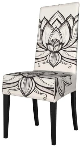 LAABBE Schutzhülle für Esszimmerstühle, Lotusblüte, Namaste-Stempel, weich, bequem, dehnbar, für die meisten Stühle ohne Armlehnen