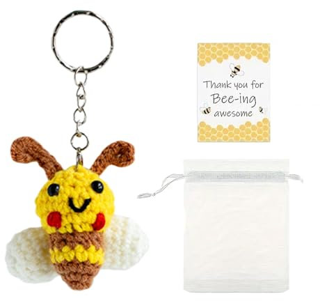 Teksome Porte-Clés Abeille Décoratif - Coffret de Cartes Motivantes avec Porte-Clés,Porte-Clés Décoratifs Festifs, Fournitures de Cadeaux pour Employés Infirmiers et Collègues