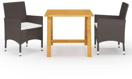 Woonisher 3-TLG. Garten-Essgruppe mit Kissen Braun Rattan gartenmöbel Set