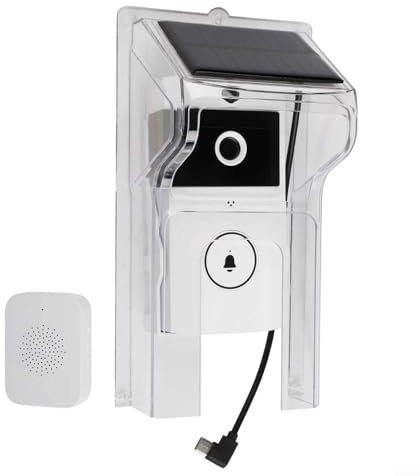 ZAMETTER Sonnette vidéo WiFi sans fil à énergie solaire - Sonnette vidéo intelligente d'extérieur résistante aux intempéries - Sonnette de porte intelligente avec système d'interphone audio