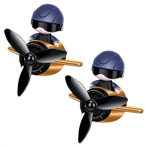 2PACKS Fragrance Flyer For Car, 2025 New Cartoon Pilot Air Fresheners Vent Spinners Fan, Automotive Air Fresheners, Cute Aromatherapy Toy Clip Rotating Propeller Diffuser Automotive Outlet